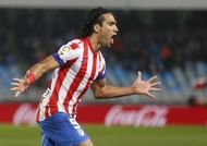 Atletico Madrid's Radamel Falcao celebrates after scoring